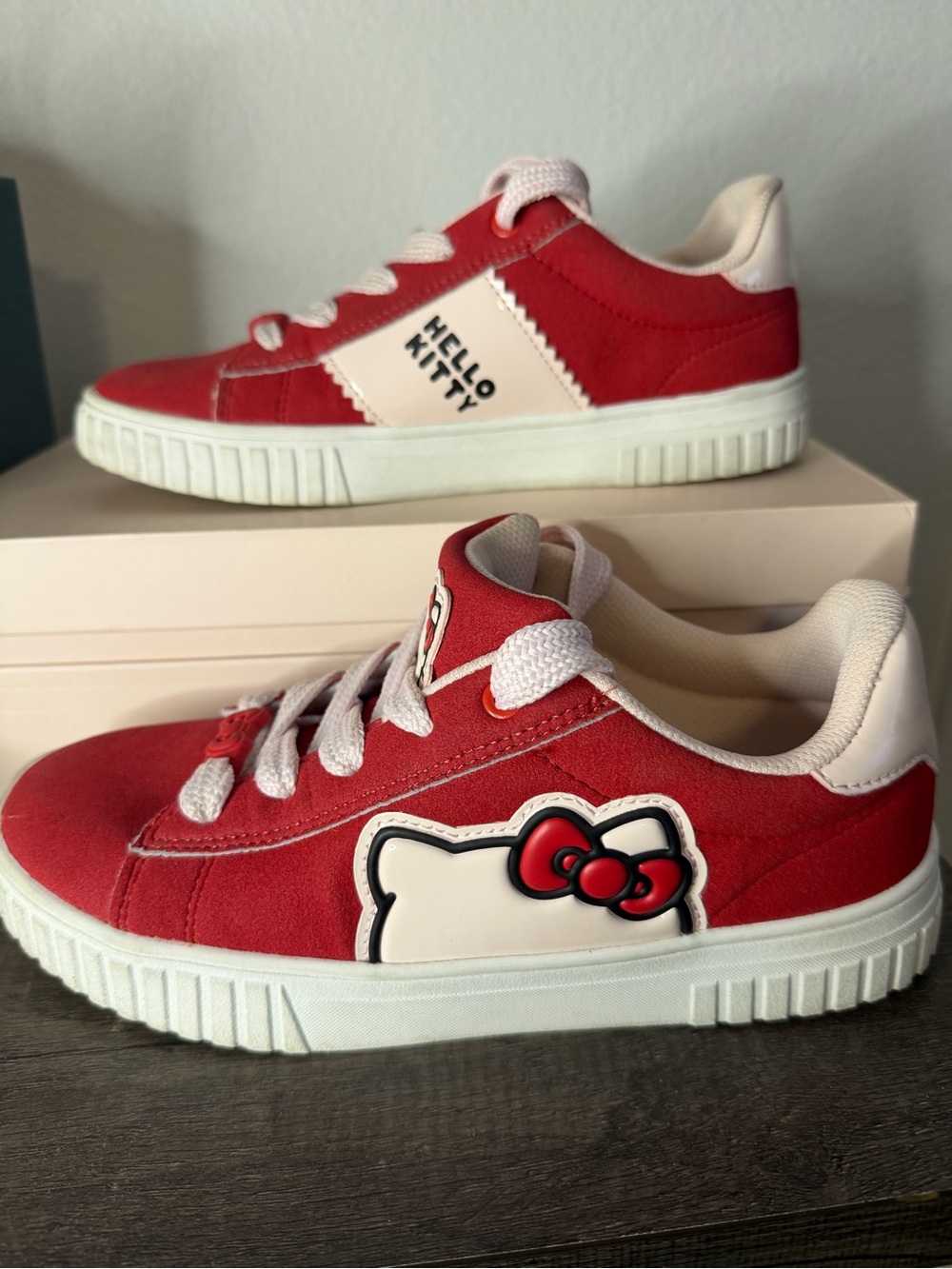 Hello Kitty Red and White Low-Top Kids Sneakers